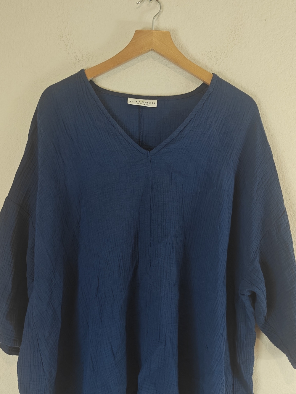 Bryn Walker Bax Cotton Gauze Sharkbite Tunic Top Blue Oversized V-Neck XS - Picture 4 of 11